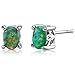 Created Green Opal Stud Earrings Sterling Silver Oval Shape 1.50 Carats