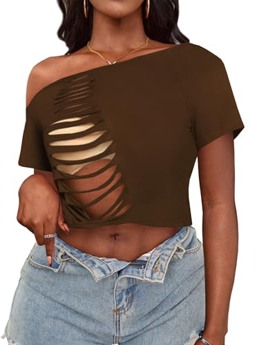 Hilinker Women Off Shoulder Crop Tops Sexy