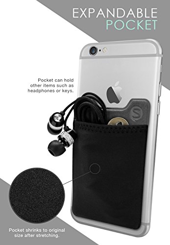Silk Stick-on Phone Wallet - Sidecar Slim Expandable Credit Card Pocket - Fits iPhone and Android (Midnight Black) - Thumbnail 2