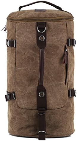 GREAT ROCK Canvas Hiking Travel Cylinder Sport Climbing Daypack Multipurpose Tote Handbag,Coffee