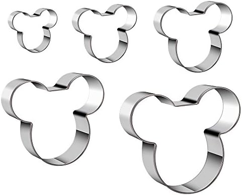 Kspowwin Upgraded Version 5 Piece Mickey Mouse Cookie Cutters Biscuit Molds Food Grade Stainless Steel Sandwiches cutters for Cakes and Cookie (Mickey Mouse Cookie Cutters)