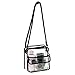 Deluxe Clear Cross-Body Messenger Shoulder Bag Adjustable Strap - Pro Football Stadium Approved Purse - Black