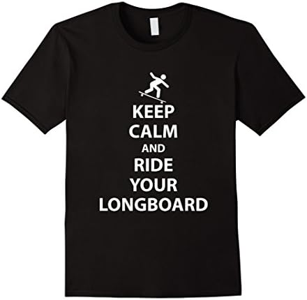 Men's Keep Calm and Ride Your Longboard Skateboard T-Shirt Medium Black