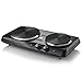 OVENTE BGS102B Countertop Electric Double Cast-Iron Burner with Adjustable Temperature Control, 7 & 6 Inch, Metal Housing, Indicator Light, Non-Slip Rubber Feet, Black primary