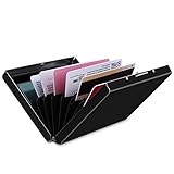 Hawatour 8 Slots RFID Blocking Credit Card Holder Stainless Steel Credit Card Case for Holding Credit Card, ID Card, Business Card (Black)