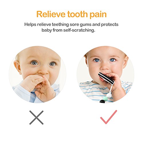 Vakoo Teether Pacifier Clip, Baby Teething Toys with Clip,Cookie Teether Holder, Silicone BPA-Free|Food-Grade Infant Toddlers Newborn Chewing Gifts