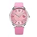 IJAHWRS Girls Analog Watch, Fashion Lady Quartz Wrist Watch Leather Strap Big Face Fun Cute Watches with Lovely Heart Shape Water Resistant - Pink