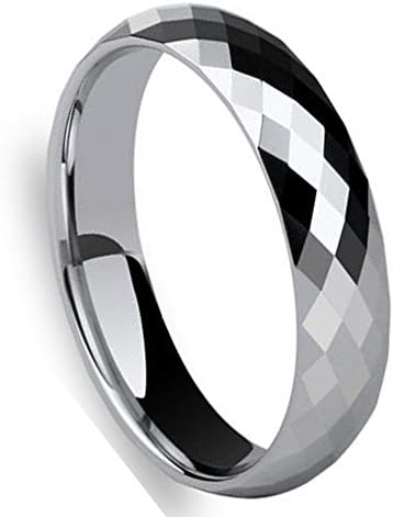 Wedding Band Tungsten Ring Rhombus Cut Silver Surface Engagement Anniversary Ring Comfort Fit 5MM S13