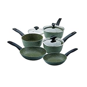 Prestige Eco Non Stick Pots and Pans Set – 5 Piece Recycled Induction Hob Pan Set with Lids, Soft Grip Stay Cool Handles…