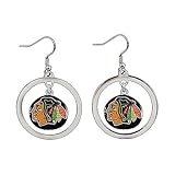 NHL Chicago Blackhawks Floating Logo Hoop Earrings