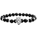 Jovivi 4pcs Men Women 8mm Mix-Style Silver Plated Natural Black Lava Rock Stone Energy Beads Stretch Diffuser Bracelets