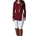 levaca Womens Raglan Long Sleeve Button Trim Waist Line Patchwork Tunic Top Shirts