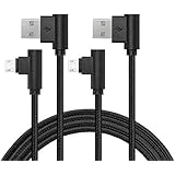 Micro USB Cable, Daker [2Pack 6ft] Left Right Angle 90 Degree Nylon Braided High Speed Micro USB Cable Cord Fast Charger Cord for Samsung Galaxy S7/S6/S5/Edge,Note 5/4/3,HTC,LG,Nexus and More (Black)