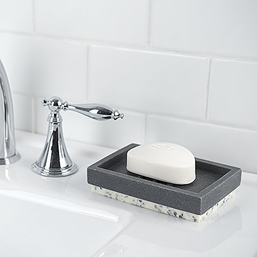 Allure Home Creations Marcello Stone 4-Piece Bathroom Accessory Set- 1 Lotion Pump, 1 Toothbrush Holder, 1 Soap Dish and 1Tumbler