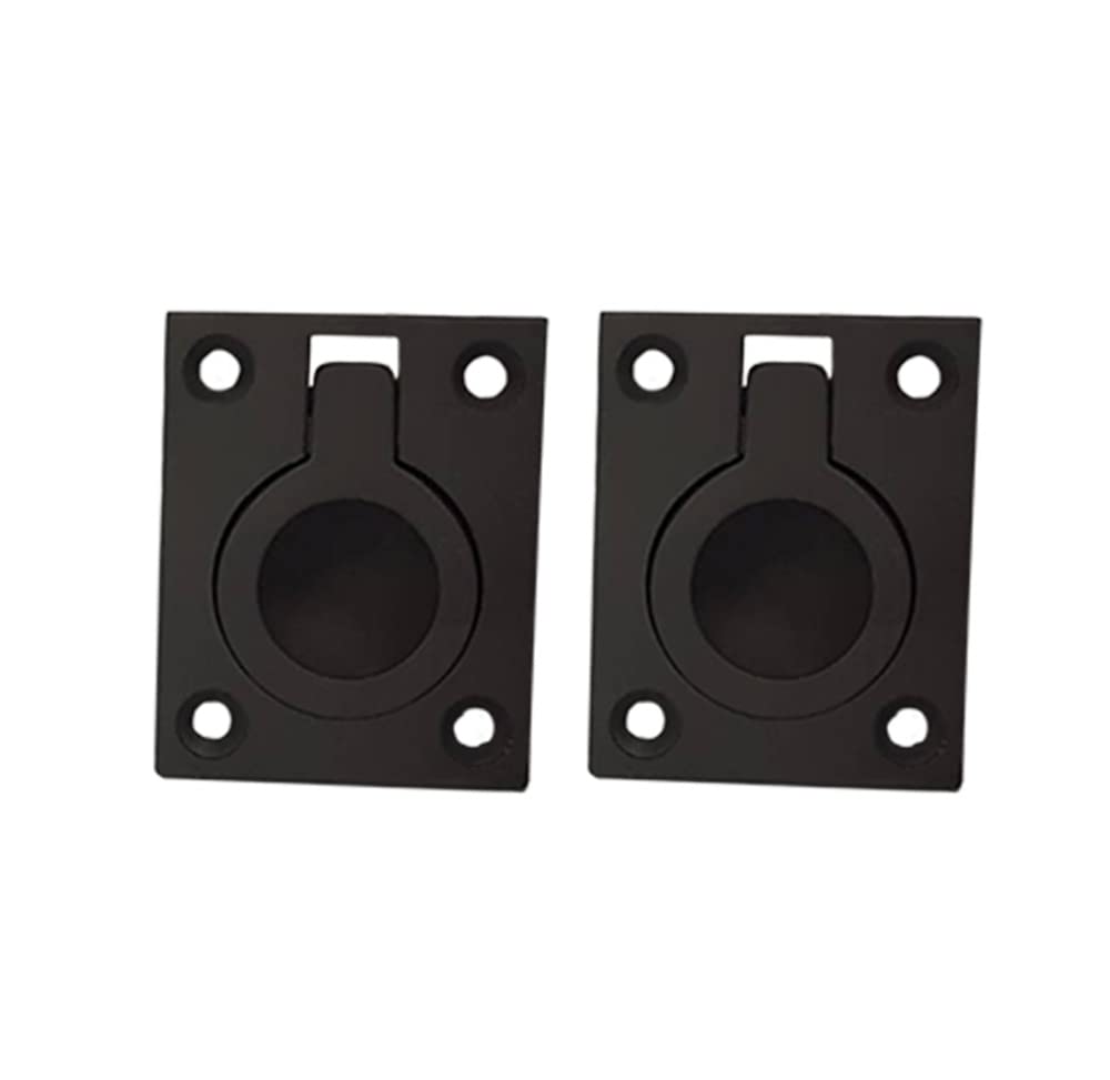 QCAA Flush Ring Pull, Solid Brass, 36.5 x45 mm, Oil Rubbed Bronze US10B, Made in Taiwan, Made in Taiwan, 2 Pack