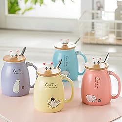 HwaGui - Cute Mug Kawaii Cup Ceramic Mug With Lid