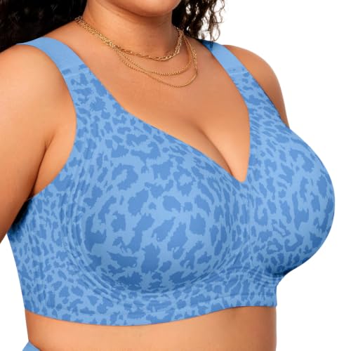 OEAK Womens Wireless Jelly Bra Blue S