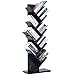SUPERJARE 9-Shelf Tree Bookshelf | Thickened Compact Book Rack Bookcase | Display Storage Furniture for CDs, Movies & Books | Holds Up to 10 Books Per Shelf | Black