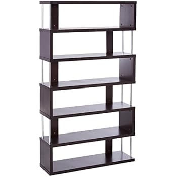 Baxton Studio Barnes 6-Shelf Modern Bookcase, Dark Brown
