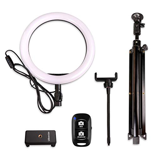 10.2" Selfie Ring Light with Tripod Stand & Cell Phone Holder for Live Stream/Makeup, UBeesize Mini Led Camera Ringlight for YouTube Video/Photography Compatible with iPhone 8 7 6 Plus X 6s SE Android