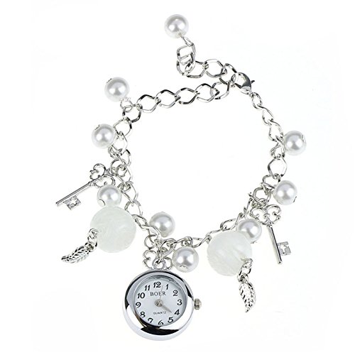 Clearance Deal! Hot Sale! Bracelet, Fitfulvan Women Girl Quartz Charms Bracelet Wrist Watch Wristwatch Fashion Gift (Silver)