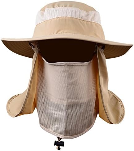 WZC Out Door Summer Sun 360° Protection Breathable Fishing Hats with Removable Neck&Face Flap Cover Multicolor (Khaki)