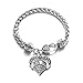 Inspired Silver - Big Sis - Silver Braided Bracelet for Women - Pave Heart Charm Bracelet Jewelry Gift with Cubic Zirconia - Women's Charm Bracelet with Lobster Claw Clasp