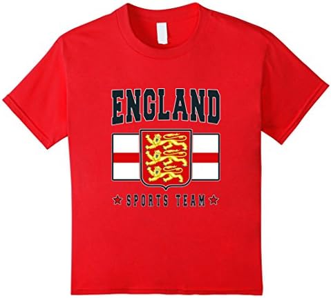 Kids ENGLAND T-shirt English Pride Flag Tee Soccer Football Uk 4 Red