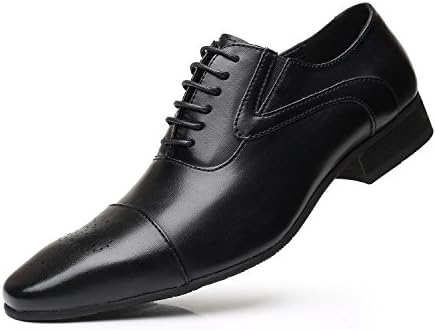 Men's Business Casual Shoes, Classic Leather Oxfords Dress Shoes Modern Round Cap Toe Lace up Formal Shoes for Men