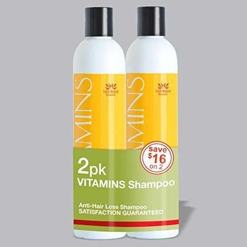 Nourish Beaute Vitamins Shampoo for Hair Loss that Promotes Hair Regrowth, Volume and Thickening with Biotin, DHT Blockers, Antioxidants, Oils and Extracts, For Men and Women, 2 10 Ounce Bottles