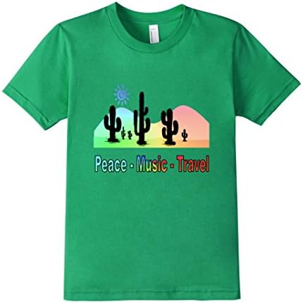 Kids Peace Music Travel T Shirt 4 Kelly Green