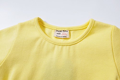 Infant Toddler Baby Girls Dress Cozy Ruffles Long Sleeves Cotton (2-3Year(3T), Yellow) - Thumbnail 6