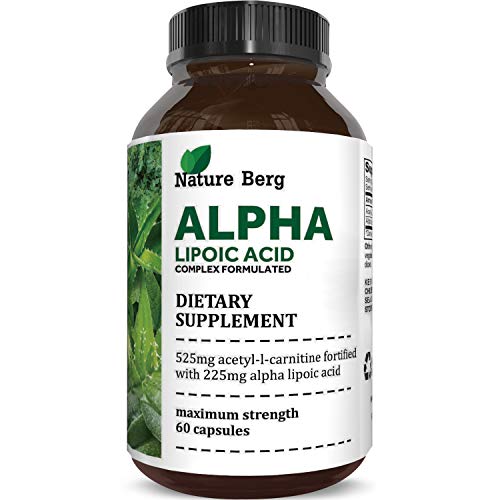 Potent Alpha Lipoic Acid Weight Loss Pills Powerful Antioxidant Amino Acids Lose Belly Fat Natural Supplement for Building Muscle Boosts Creatine Uptake in Muscles 60 Capsules by Nature Berg    