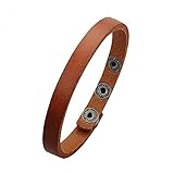 JOYMIAO Unisex Trendy Simple Leather Wristband Bracelet Bangle with Adjustable Length