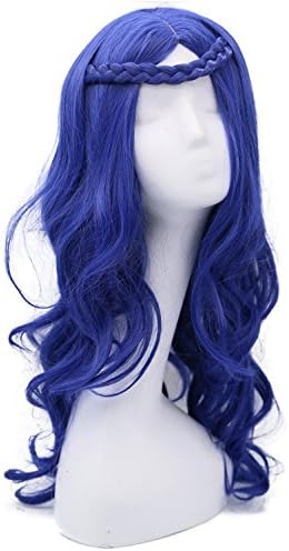 Descendants Evie Wig Blue Long Curly Hair Cosplay Costume Accessories