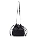 Bucket Bag,YOUNA Genuine Leather Retro Drawstring Bucket Tote Bag For Women With Shoulder Strap Black