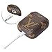 New Luxury Designer PU Leather Fashion Graphic Style Full Protective Cover for Airpods Wireless Headset Charging Box with Hook Handle (Brown)