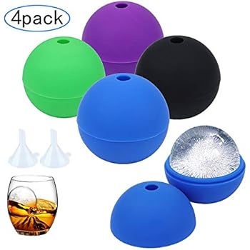 Ice Ball Mold(4-Pack) -Whiskey Ice Ball Maker,Food Grade and BPA Free,Makes 2.5 Inch Ice Balls (mix color)