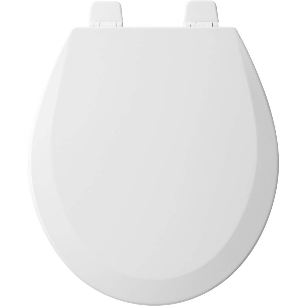 Bemis 550TTT Open Front Durable Wood Toilet Seat, Secure Hinges Stay Tight, Made in USA, Round, White