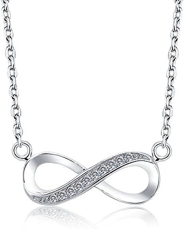 Evercreative Fashion Infinity Pendant Necklace For Women Girls Mom Daughter 925 Sterling Silver Love Heart Choker Chains Necklace Holder Extenders Circle Charm Jewelry