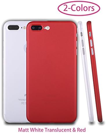 Phone case for iPhone 7 Plus,Zarya [2 Pack] PP [0.35mm] Ultra Thin Perfect Match Hard Protect Case Back Cover [Translucent] [Jet Black] for iPhone 7 Plus (Matt White Translucent &amp; Red)