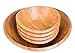 BIRDROCK HOME Bamboo Salad Bowl Set | Set of 5 | Wooden Stackable Bowls for Salad, Pasta, Fruit | Kitchen Bowl Set