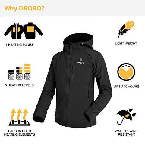 ororo women's slim fit heated jacket with battery pack and detachable hood