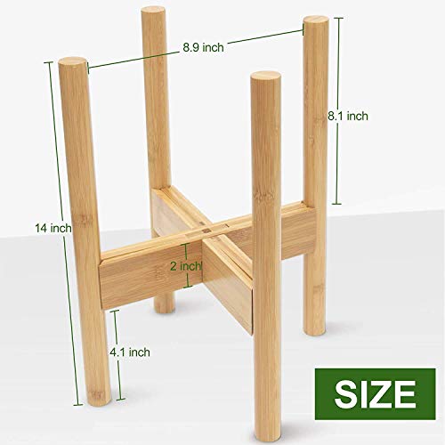 Panta Adjustable Bamboo Wood Plant Stand, (Pot Not Included) Mid