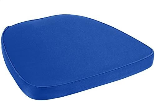 Chair Pad | Seat Padded Cushion with a Polycore Thread Soft Fabric, Straps and Removable Zippered Cover (Royal Blue)