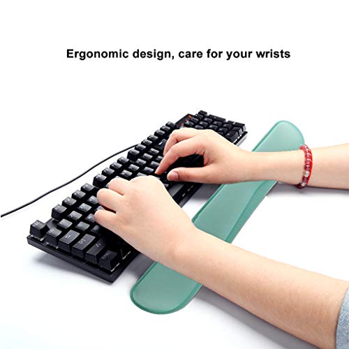Poualss Memory Foam Set Keyboard and Mouse Wrist Pad Rest,Cushion Support for Office,Gaming,Computer,Laptop and Mac,Pain Relief& Easy Typing,Green Wrist Rests