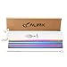 ALINK Stainless Steel Metal Boba Straws, 12mm x 9 inch Extra Wide Colored Reusable Smoothie Straws, Pack of 4 with Cleaning Brush & Carrying Case