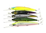 Hengjia 5pcs/lot Deep Diving Runner Minnow Jerkbaits Hard Plastic Fishing Lures Bass Tourt Baits Hook Tackle for Saltwater and Freshwater 14.5cm/5.7