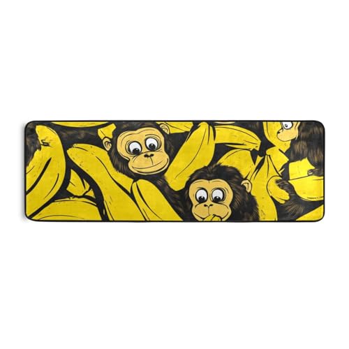 ALAZA Monkeys Bananas Runner Rug 72x24