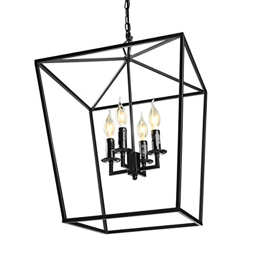 Kwoking Lighting 4 Lights Foyer Pendant With Lantern Style Cage